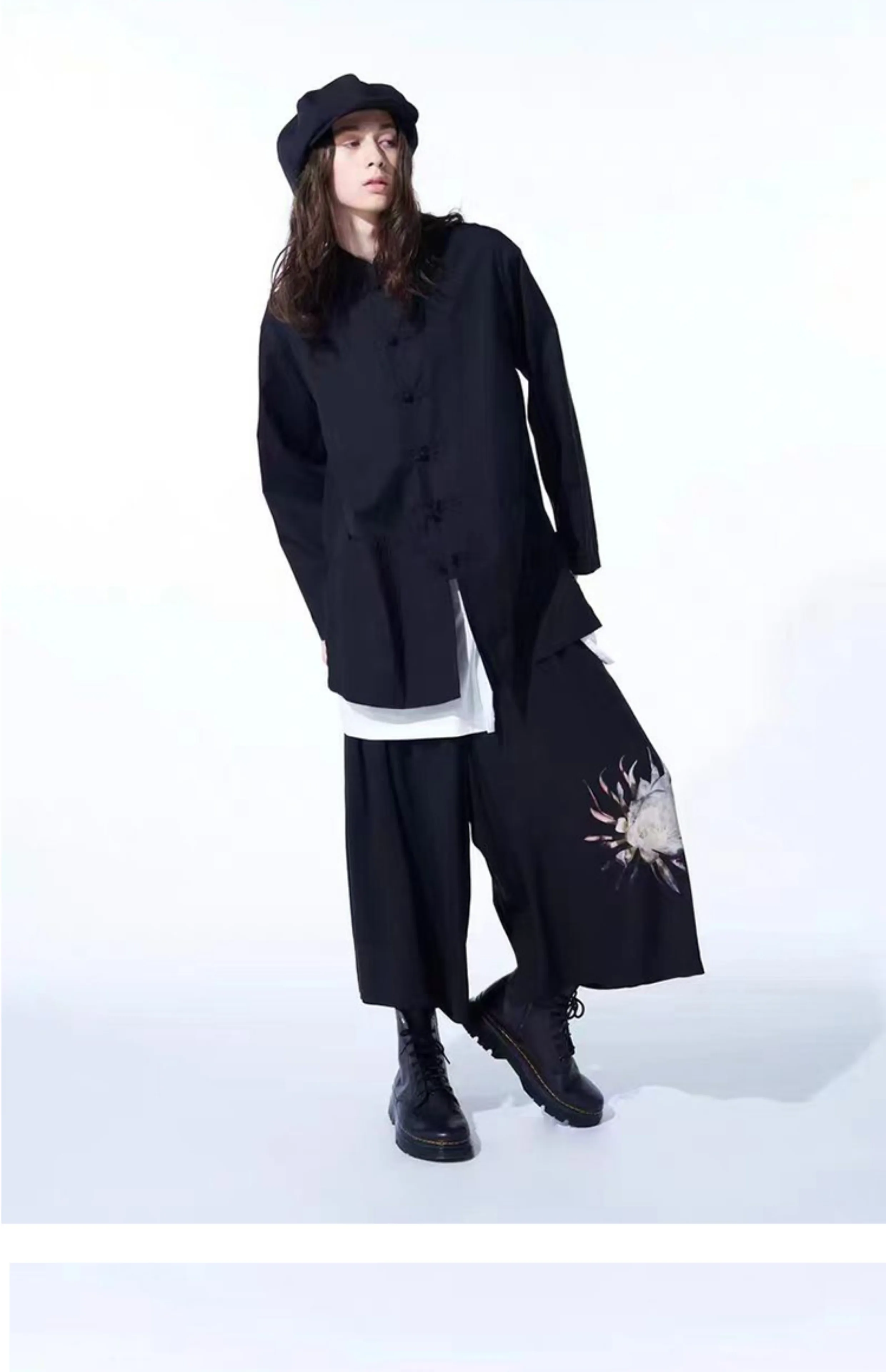 2025 Yamamoto-Style Pants Printed Skirt Pants Casual Loose Cool And Breathable Nine-Inch Wide-Leg Pants For Men And Women