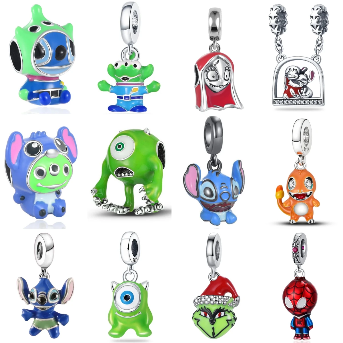 

925 Silver Cute Alien Monster & Super Hero Charms Green Monster Cartoon Character Beads Fit Original Bracelet DIY Jewelry