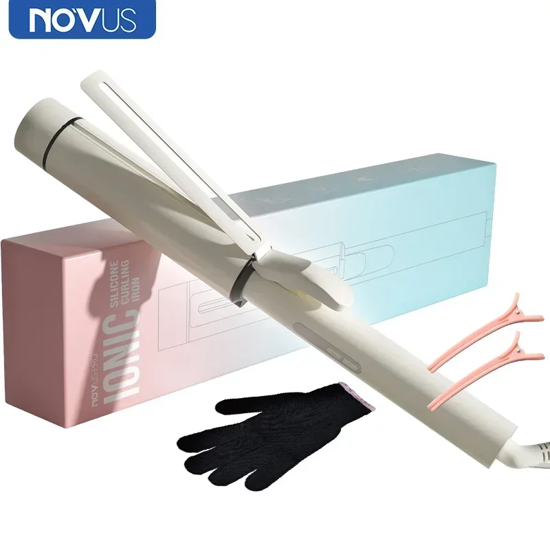 NOVUS-plancha rizadora de pelo de 40MM, rizador de pelo de cerámica de 4000W, iones negativos, calentamiento rápido, varita grande, estilizador de pelo