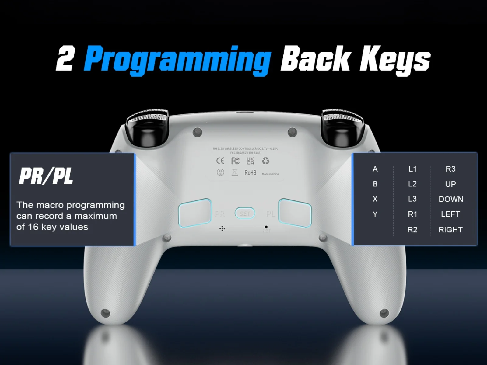 Controller für PS5/PlayStation 5 Pro/Slim/PC, kabellose Gamepads, RGB-Hall-Effekt, kein Drift, Spiel-Joystick mit Dual-Vibration, Marco/Turbo-Funktion – Detail 33