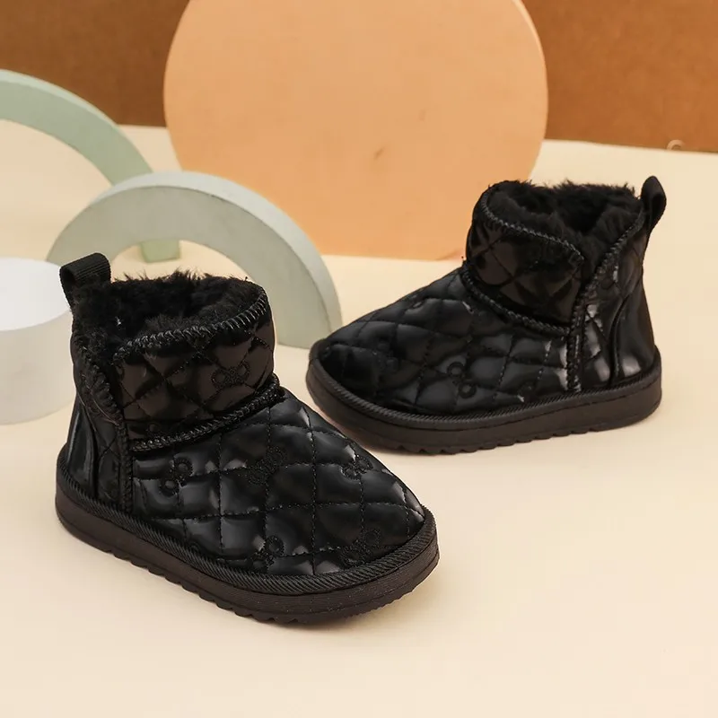 

2025 Winter New Children's Shoes Waterproof Warm Cute Children's Snow Boots Fashion Outdoor Girls' Hooded Snow Boots