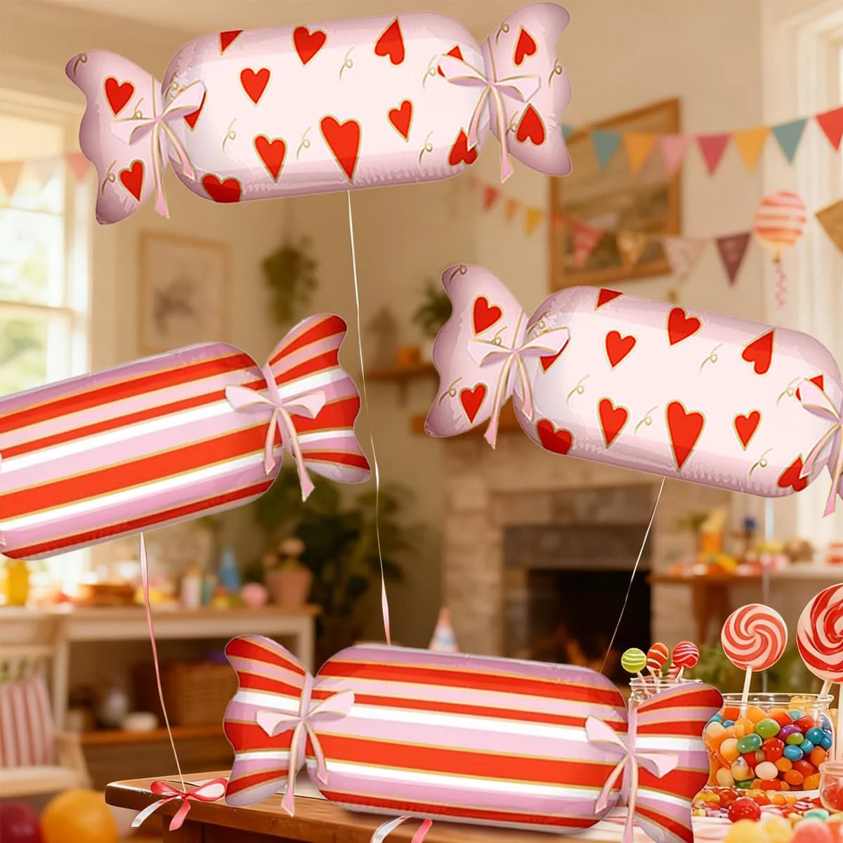 Süßigkeitsförmige Aluminiumfolienballons mit herzförmig bedruckten Süßigkeitenballons für Babyparty, Geburtstagsfeier, Hochzeitsdekoration – Detail 4