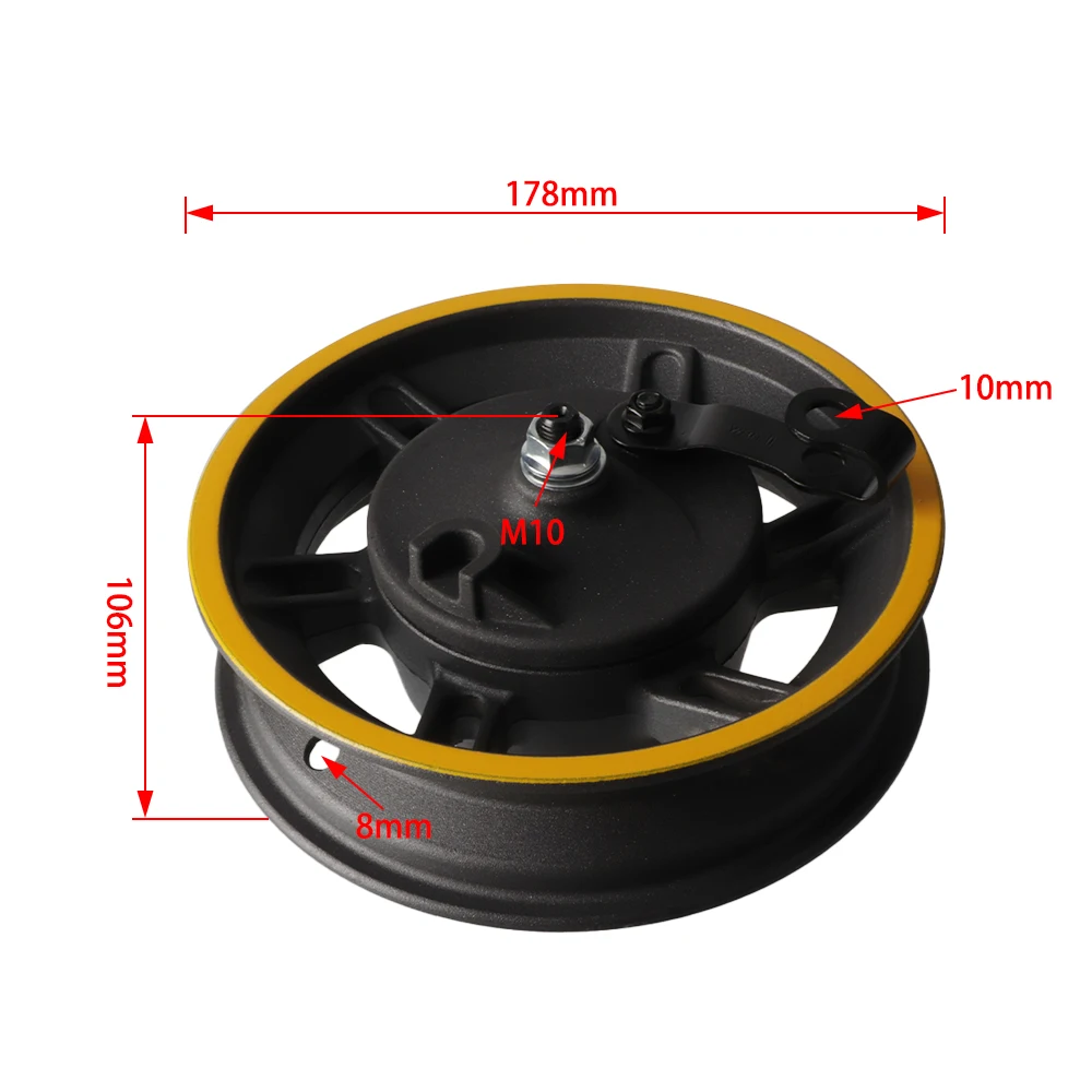 yellow edge wheel rim 60/70-6 tire assembly  Electric Scooter Wheel Replacement Parts Front rim Front wheel hub with drum brake