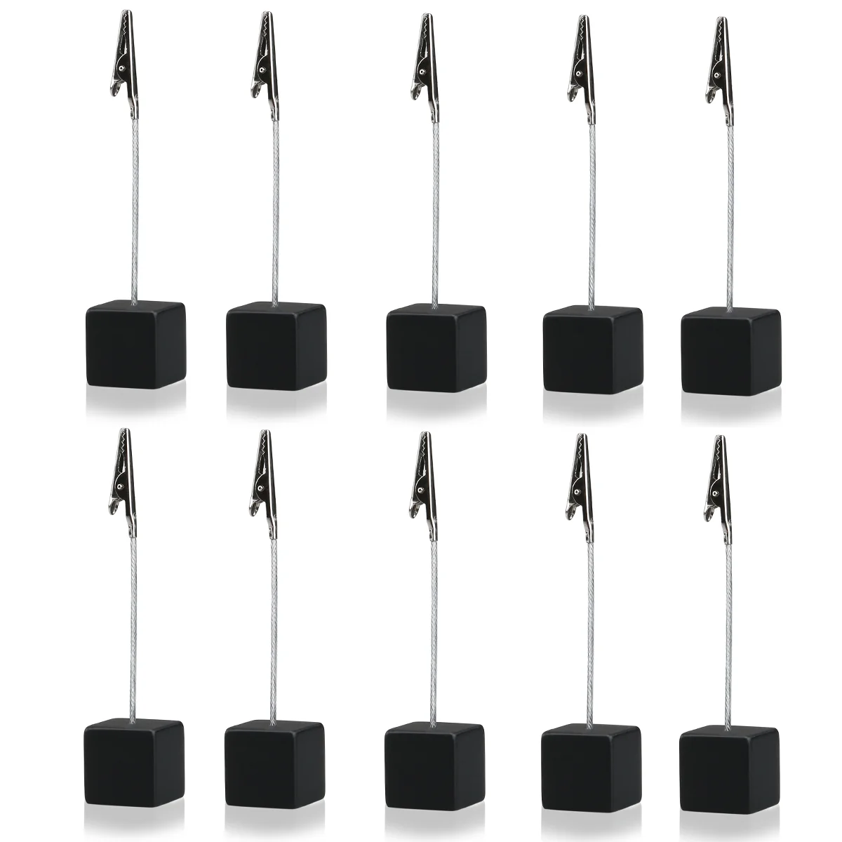 

10pcs Cube Base Memo Photo Holder Paper Note Clip Office Memo Clips (Black) Memo holder Photo clip Paper clip