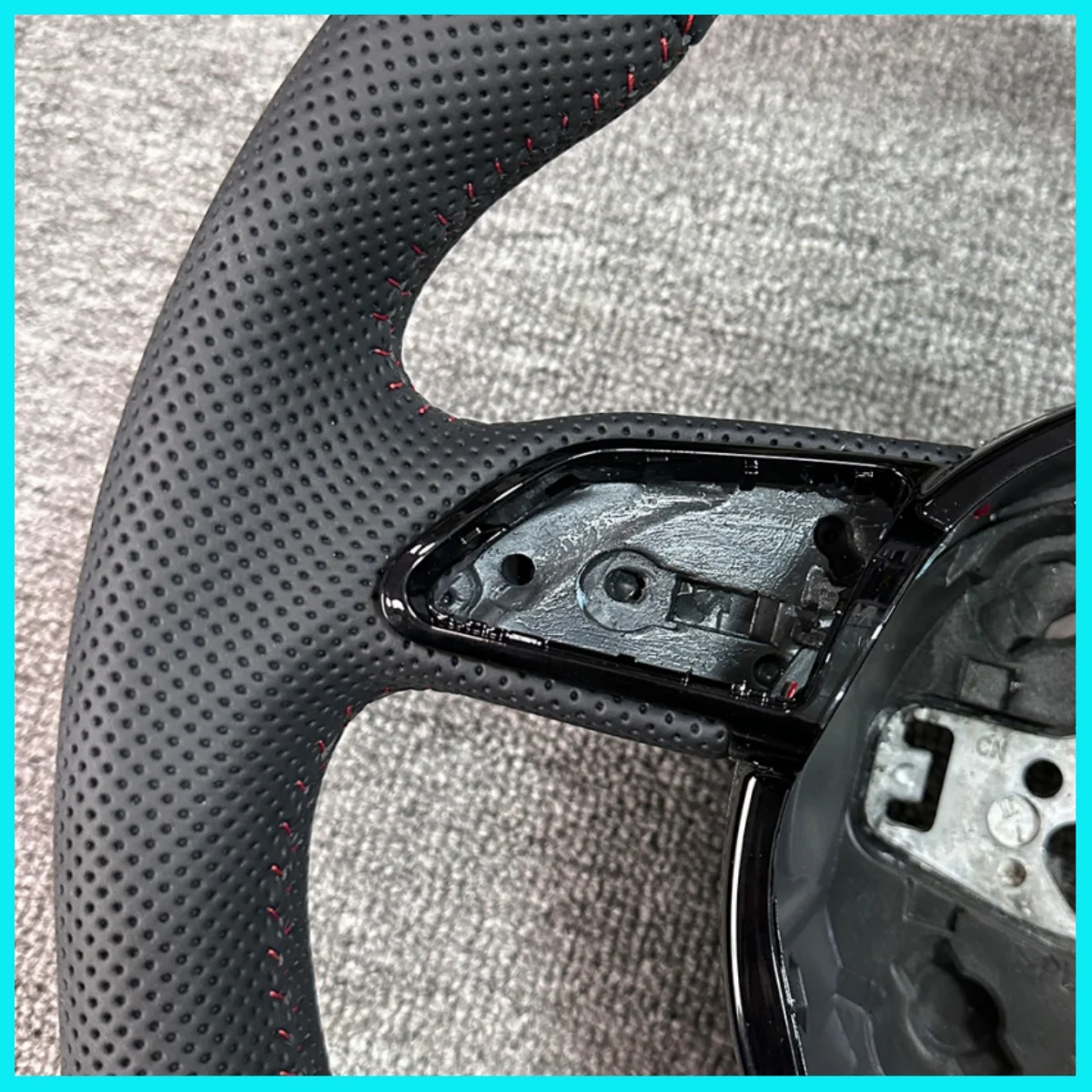 Custom Perforated Leather Steering Wheel With Red Stitching For  A3 8V A4 A5 A7 A4 B8 Q3 Q5 Q7