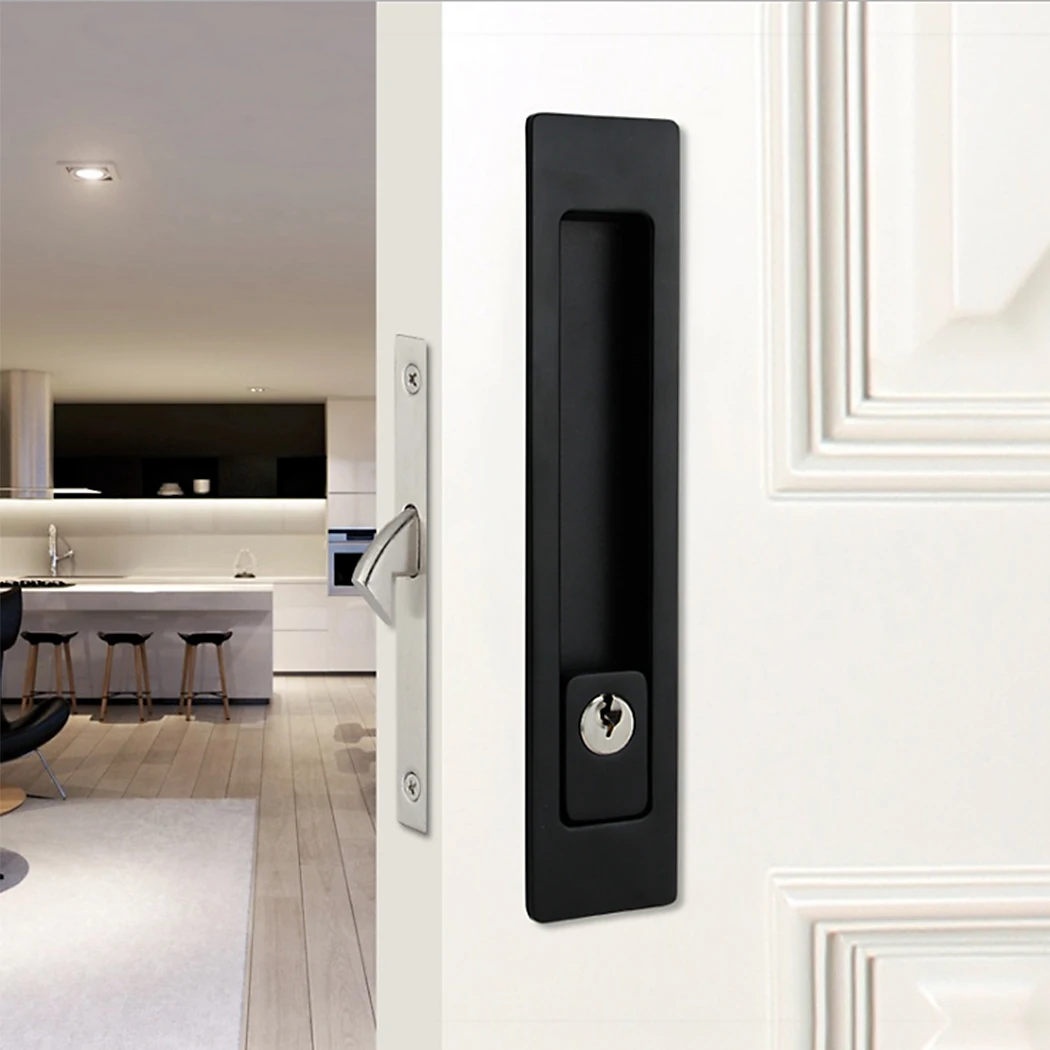 

Sliding Door Mortise Lock Latch Invisible Recessed Handle Set with 3 Keys Interior Wood Pocket Door Lock Furniture Hardware