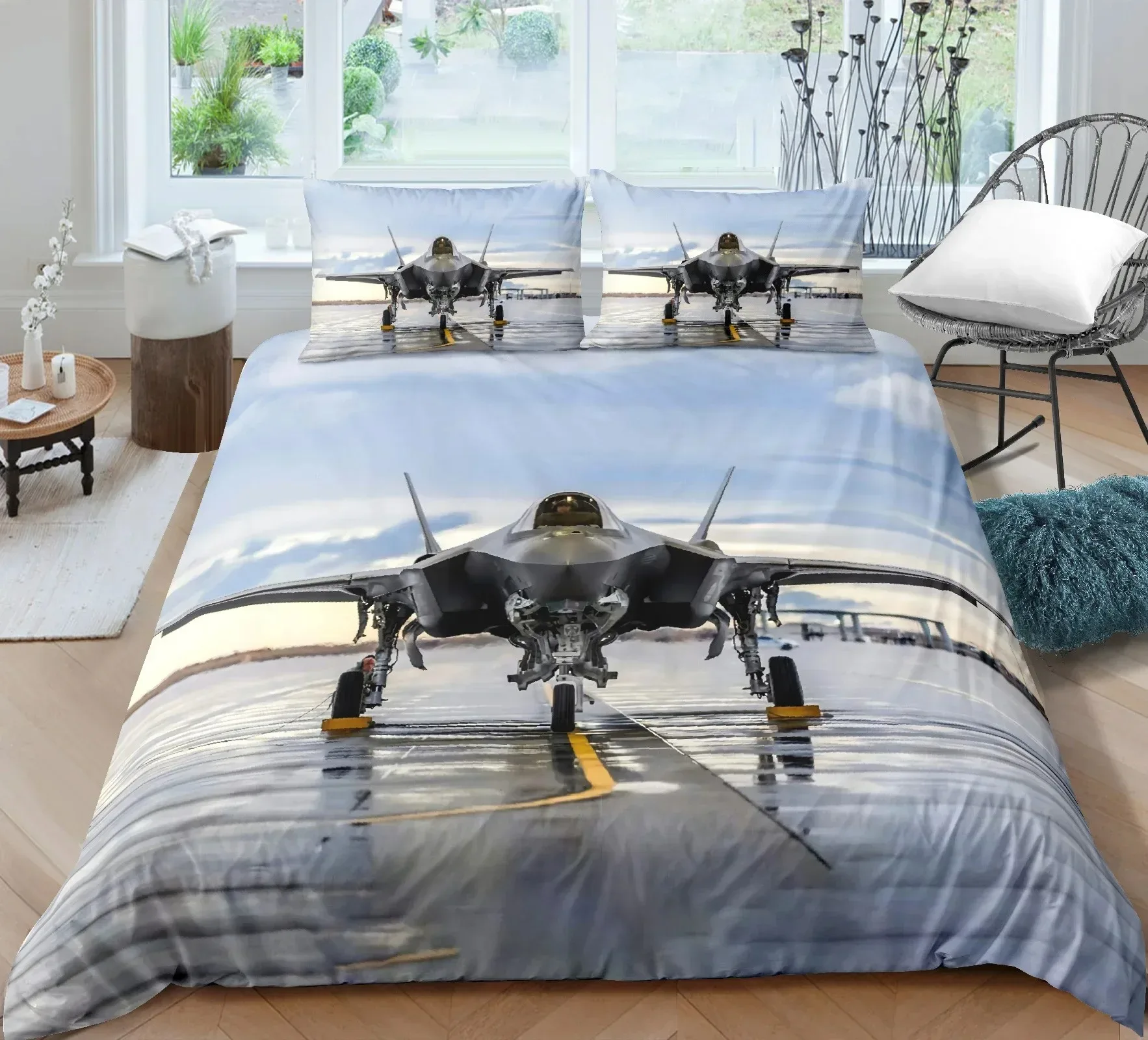 

Airplane Fighter Bedding Set For Bedroom Soft Modern Bedspreads Comefortable Kids Duvet Cover Quilt Cover And Pillowcase