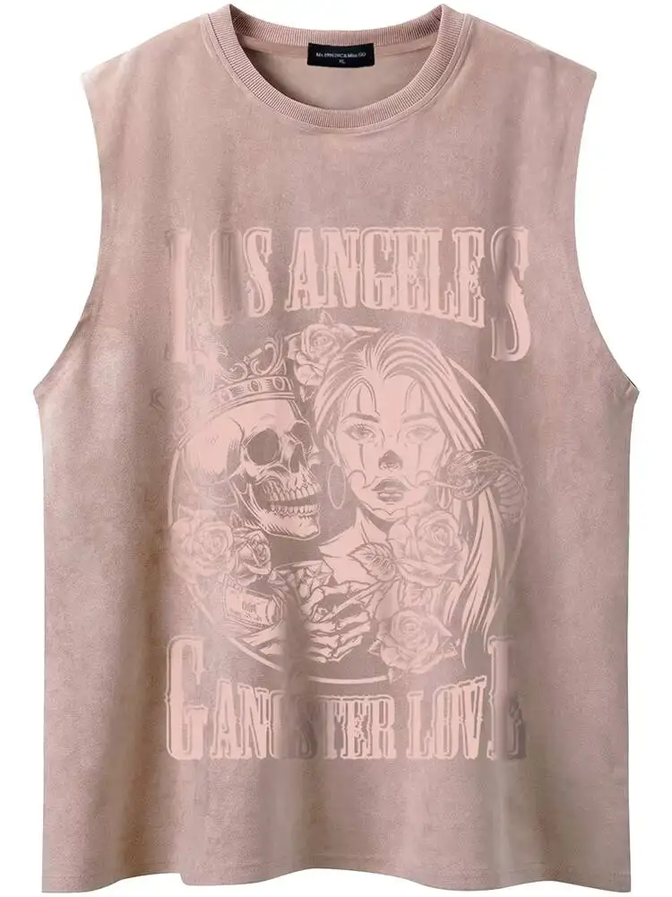 Unisex Tank Top 2026 Spring Summer Women's Beauty & Skull Print Sleeveless T Shirt Suede Vest Fashion Casual Loose Tops