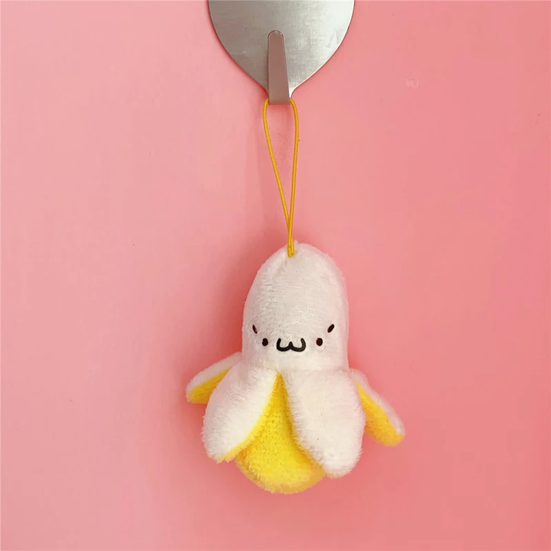 Cartoon Plush Banana Keychain On Backpack Hairy Kawaii Banana Pendant For Women Men Kid Toy Doll Key Chain Bag Car Keyring Gift