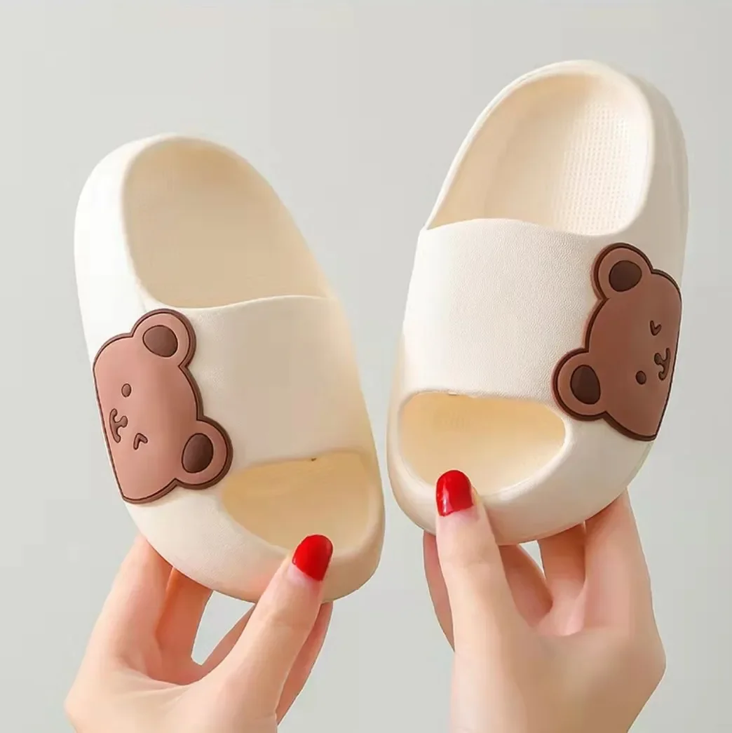 Children Slippers Cartoon Bear Home Shoes For Boy Girls Summer Flat Heel Soft Eva House Slippers Beach Child Kids Baby Slides