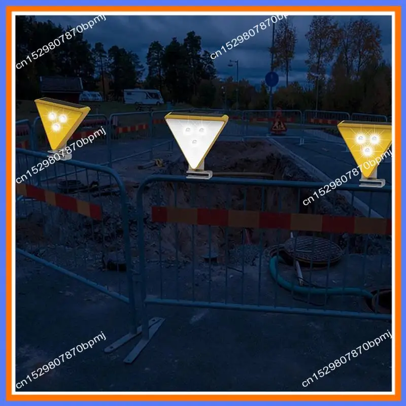 BAAE Solar Warning Light LED Flashing Safety Light Solar Powered Caution Strobe Lights Yellow