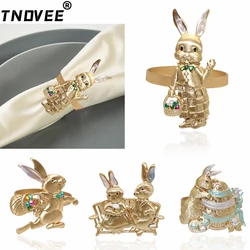 1Pcs Easter Rabbit Napkin Rings Matte Gold Metal Bunny Napkin Ring Holders for Happy Easter Party Table Decoration ERH179