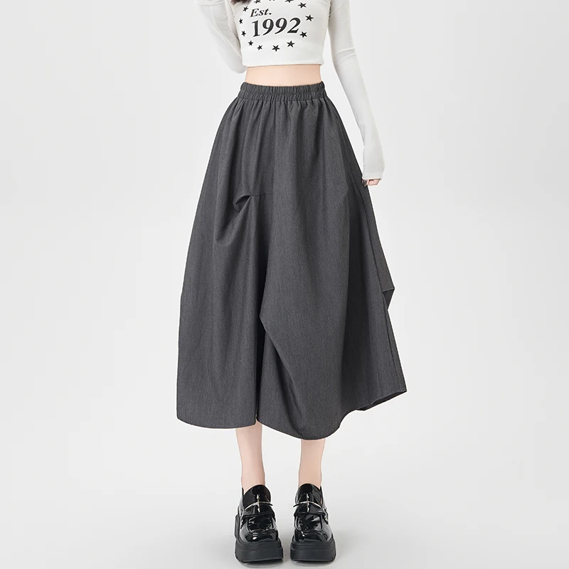 

Y2K асимметричная юбка женская с высокой талией плиссированная трапециевидной формы зонтик с силуэтом нерегулярный подол осень-зима мода