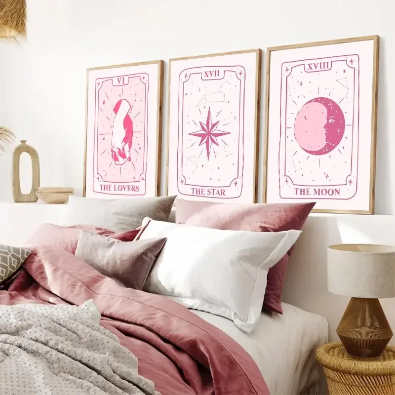 

Pink Trendy Avant-Garde Modern Poster Girls Room Cute Bedroom Gallery Wall Art Warm Canvas Painting Ideal Birthday Gift