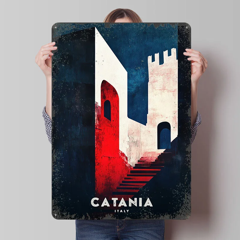 

Catania Italy Travel Printed Poster Customized Wall Art Retro Vintage Metal Tin Signs for Wand Deko House Decor Room Decoration