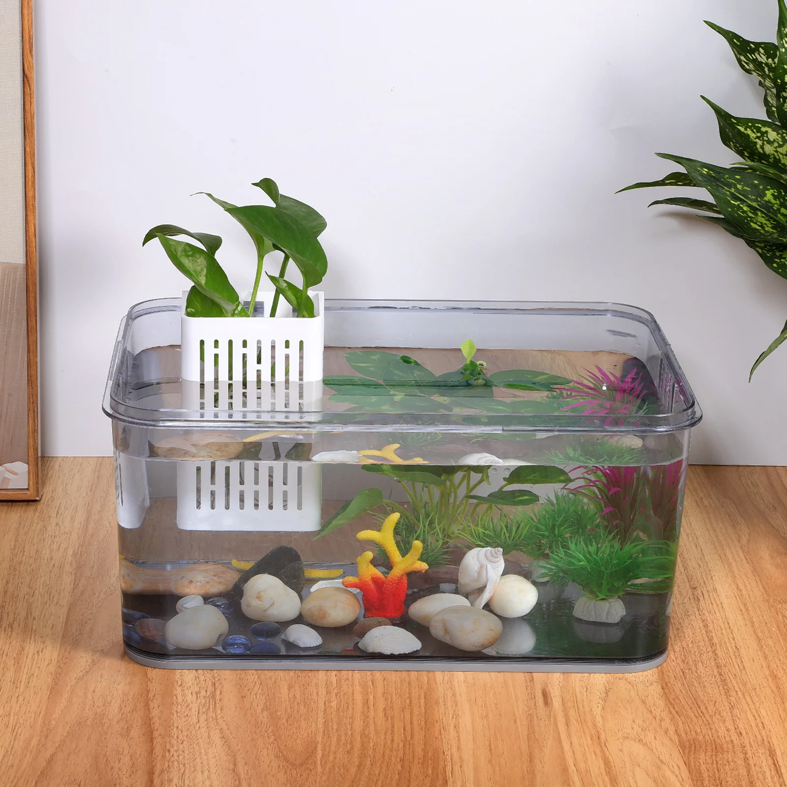 

2pcs Plastic Aquarium Planting Basket Sturdy Fish Tank Planter Pot Hanging Aquatic Planter Box Fish Tank Plant Holder Aquarium