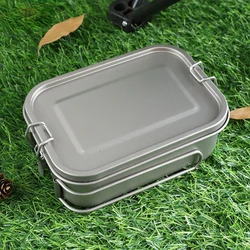 Outdoor Pure Titanium Lunch Box Camping Student Knife Fork Spoon Picnic Accessories Travel Kitchen Portable Tableware Equipment