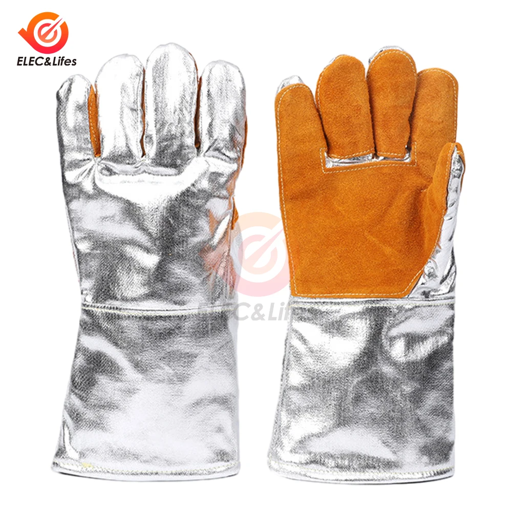 Aluminum Foil Heat Insulation Gloves Anti-scalding Glove Fireproof Industrial Grade Oven Heat-resistant Protective Safety Gloves