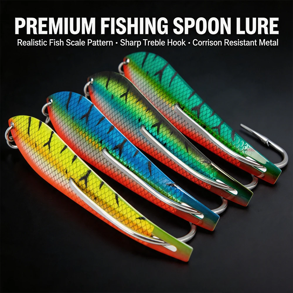 Löffelköder 6,3 Zoll, fischförmiger Metall-Paillettenköder mit 3D-Fischschuppenmuster, Tiefsee-Trolling-Jig-Köder, Kingfish-Makrelenköder
