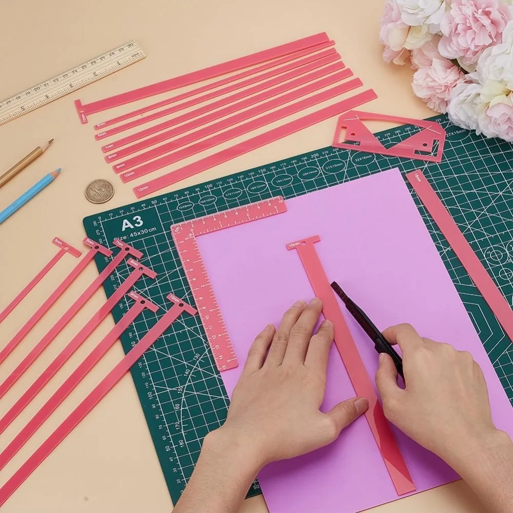 مجموع 18 قطعة أداة تجليد الكتب أداة تجليد الكتب سهلة سكرابوكينغ أداة T-شكل الحكام غلاف الكتاب دليل لصنع الكتب مع العمود الفقري #3