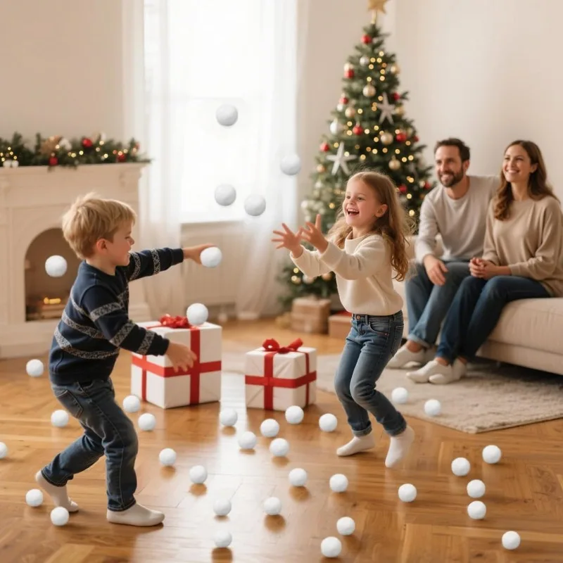 ألعاب كرة الثلج الاصطناعية الناعمة، كرة قطيفة عالية المرونة، كرات الثلج المزيفة، كرة قتال الثلج في الأماكن المغلقة، ألعاب رمي حفلات الكريسماس