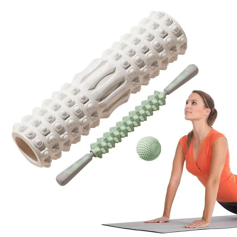 Muscle Roller For Legs Yoga Exercise Manual Body Foam Roller Set Portable Fitness Roller Bar For Leg Calf Back Athletes Massage