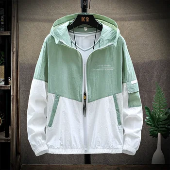 2025 Summer Skin Coats Men Ultra Light UV Sun Protection Big Size Hooded Windbreaker Jacket Men Striped Casual Outwear 4 2025 Summer Skin Coats Men Ultra Light UV Sun Protection Big Size Hooded Windbreaker Jacket Men Striped Casual Outwear 4