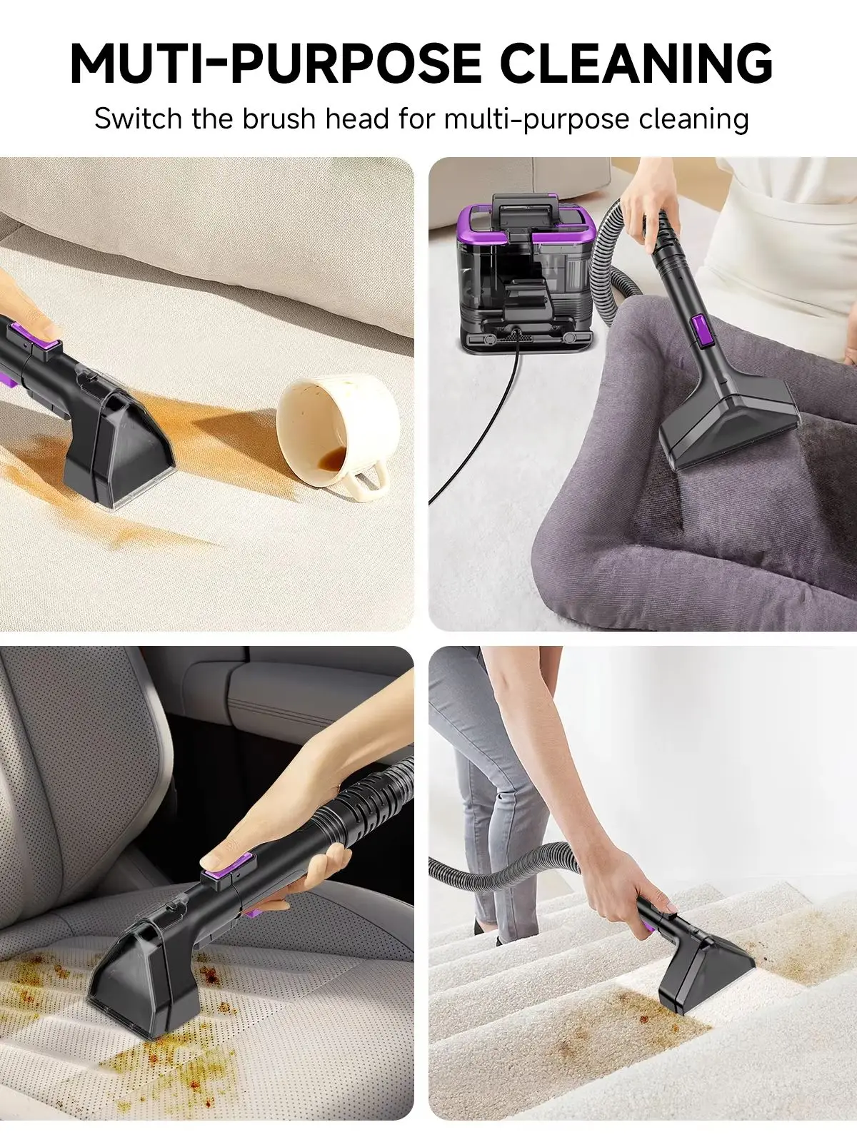Honki Spot Cleaner 530W 20KPa Handstaubsauger für Teppiche, Sofas und Vorhänge mit Sprüh- und Saugfunktion, integrierte Haushaltsreinigungsmaschine