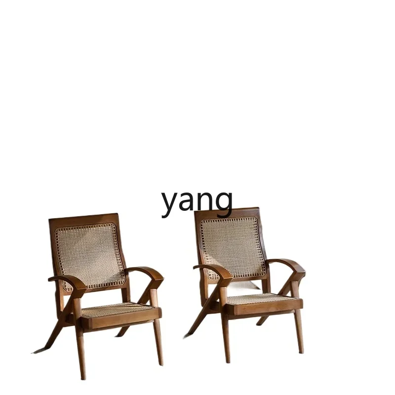 

LTT Leisure Solid Wood Homestay Hotel Rest Chair Backrest Chair Rattan Breathable