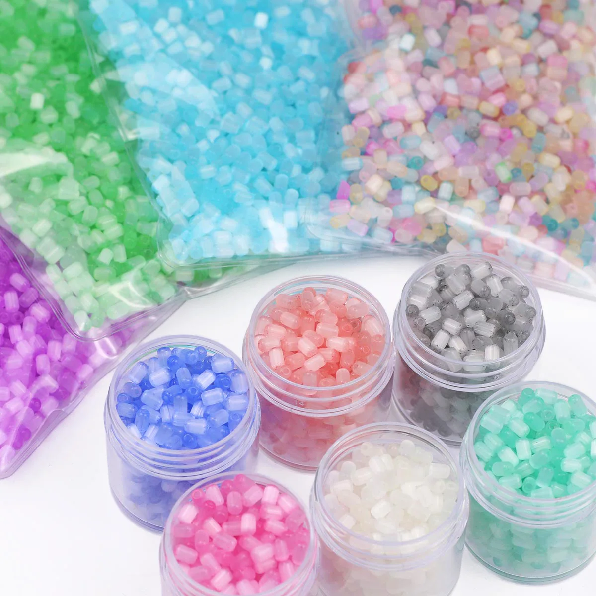 75/150Pcs Multicolor 4x6mm Brushed Drum Bead Glass Bead Spacer Loose Beads For Jewelry Making DIY Bracelet Necklace Accessories