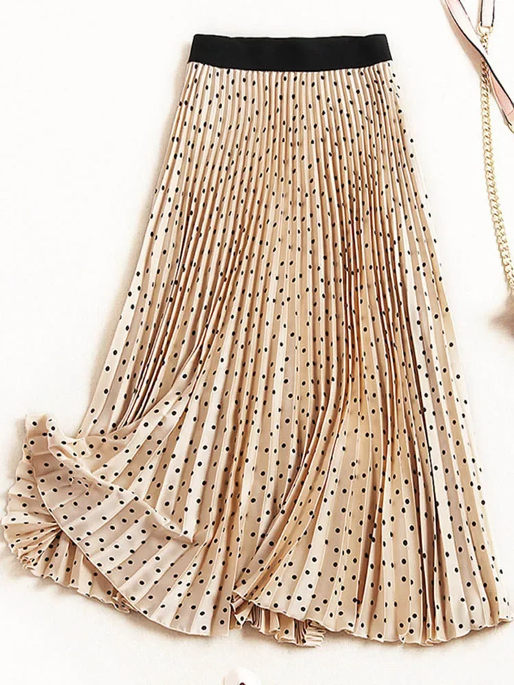 Gonne a pieghe Donna Primavera Autunno Gonna a vita alta Stampa Gonne longuette Gonna di velluto da donna Maxi gonne lunghe Femme Faldas Mujer