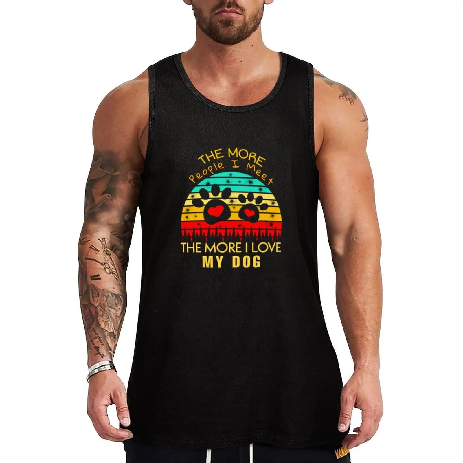 

the More People I Meet The More I Love My Dog Vintage Tank Top Comfort Stretch Tank Top Relaxed Fit Sleeveless