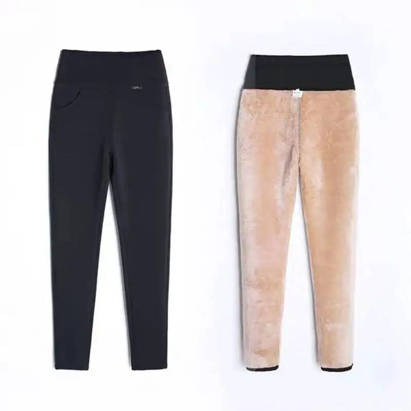 Winter Women Trousers 2025 New High-waist Elasticity Skinny Pencil Pants Warm Lined Velvet Casua Female Stetch Leggings
