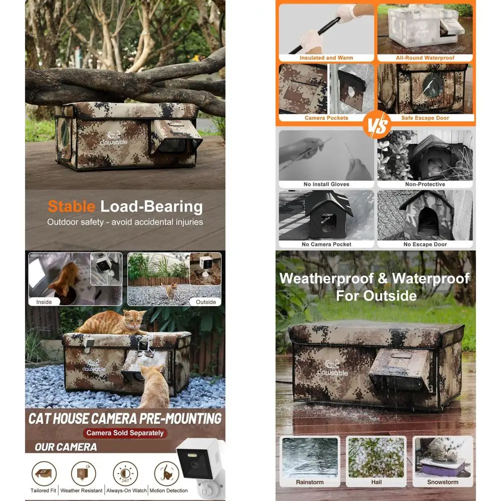 

Double-Door Insulated Outdoor Heated Cat Shelter with Waterproof Cover for Winter Cats