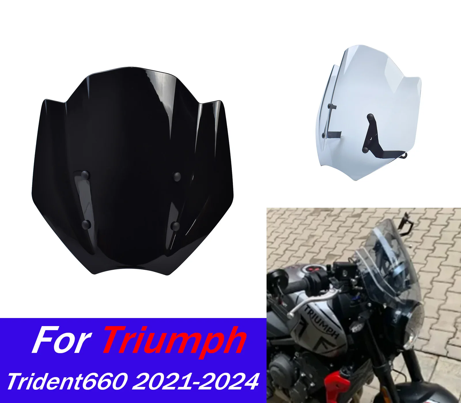 

Motorcycle Front Wind Screen Shield Air Deflectors For Triumph Trident660 2021-2024 2023 Windscreen Motorcycle Accessories ﻿