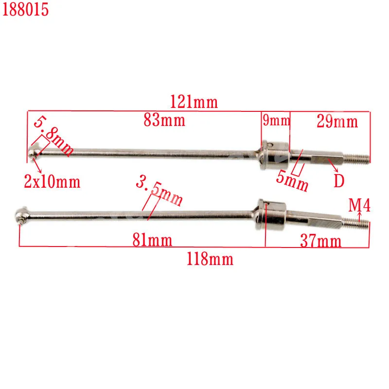 10Pcs 188015อะไหล่อัพเกรด HSP Universal Drive Joint อลูมิเนียม1/10 RC Off Road Monster รถบรรทุก94188