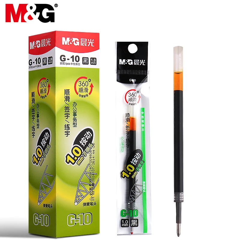 M&G 1.0mm Push-Button Gel Pen Refill Bold Line Black Quick-Drying Student Exam Practice Signature Pen