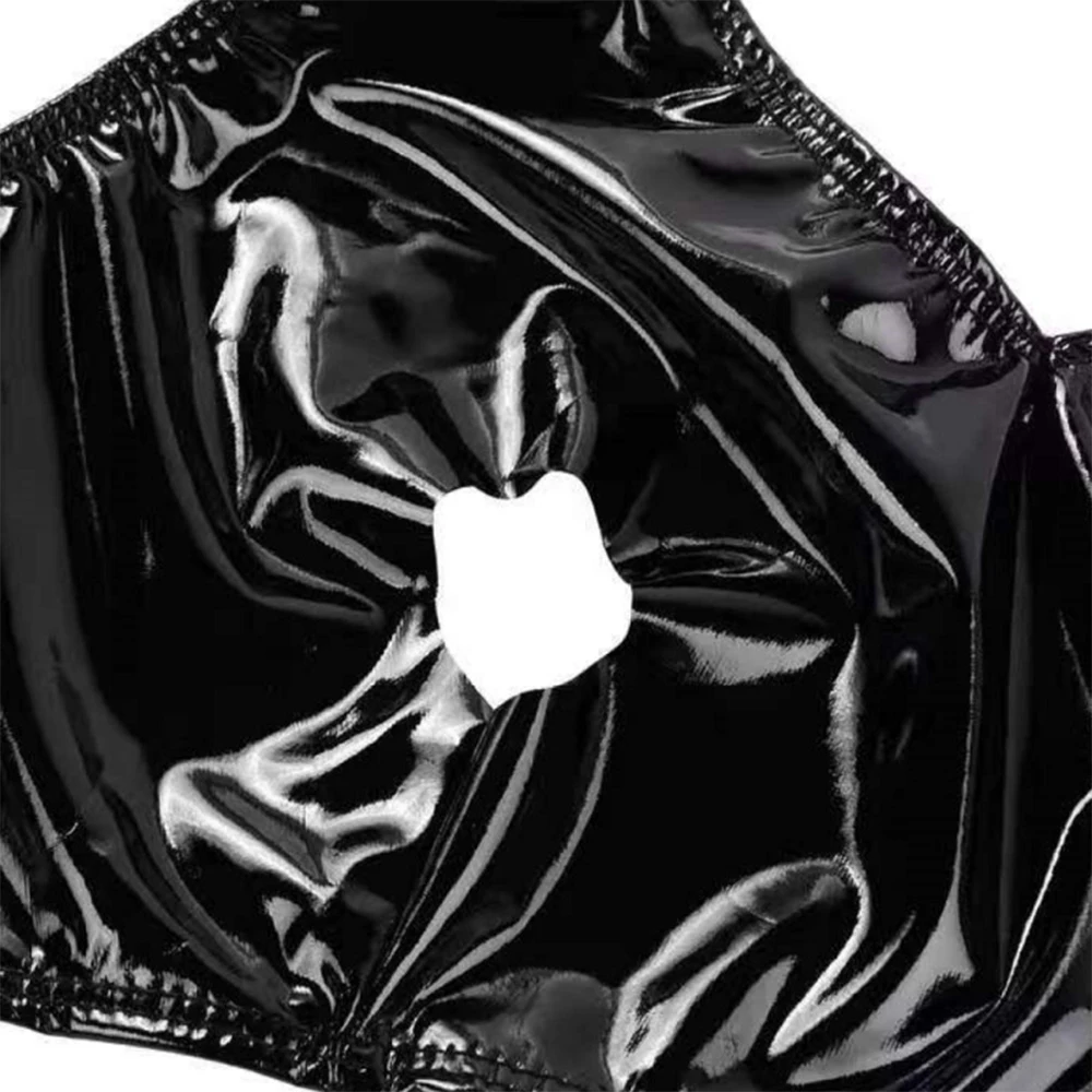 Sexy Womens Patent Leather Hollow Wet Look Cupless Bra Zip Up Crop Tops Wire Free Bralette Open Breast Costume Lingerie Clubwear