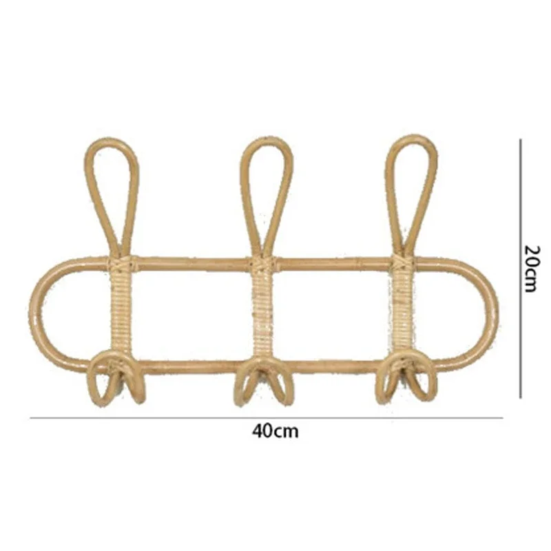 Rattan Clothes Hanger Wall Hooks Kids Garments Hanger Clothes Hat Hanging Hook Bedroom Closets Kids Room Decor Storage Organizer