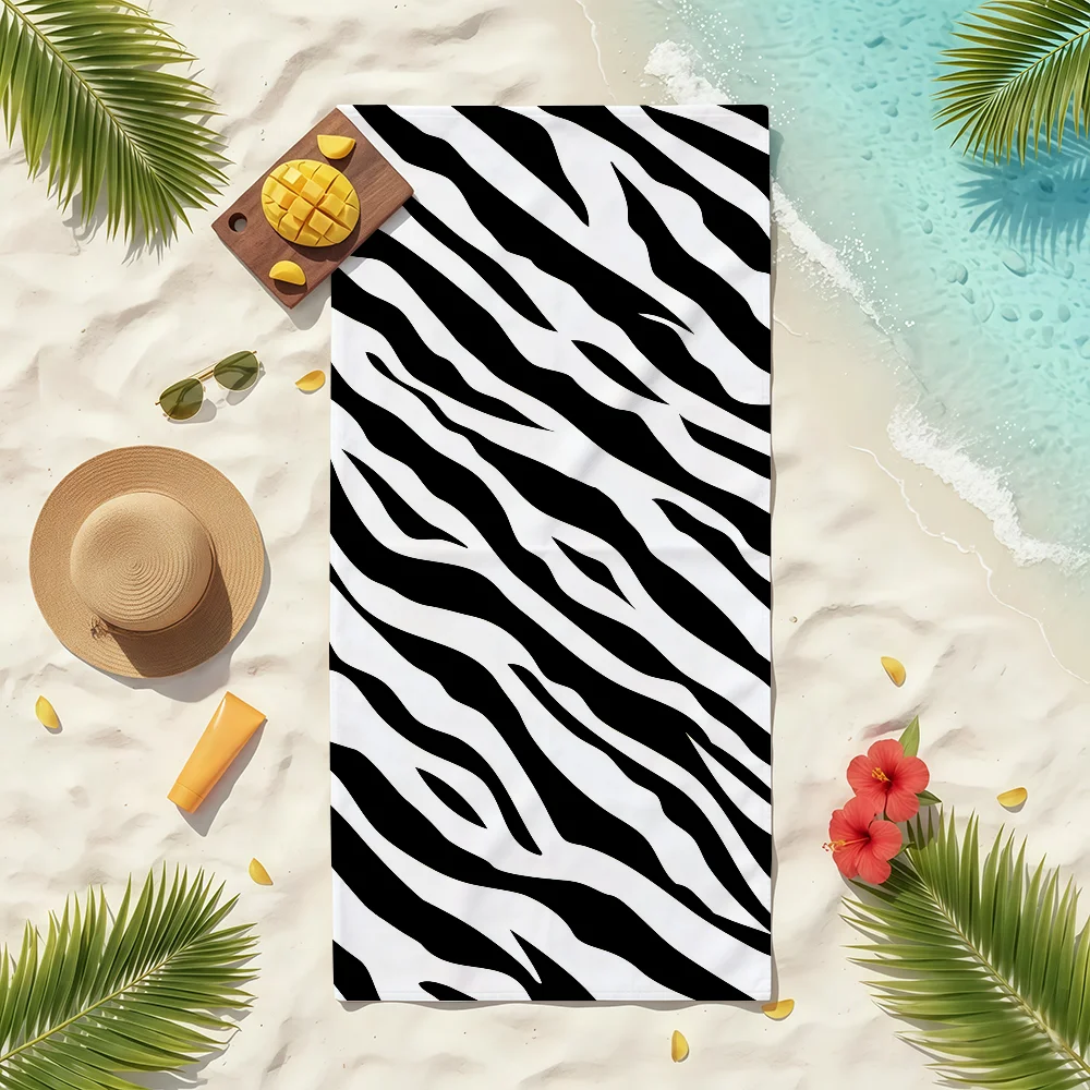 Zebra pattern Towel Sports Quick Dry Travel Camping Sandproof Soft Light Large Beach Towel