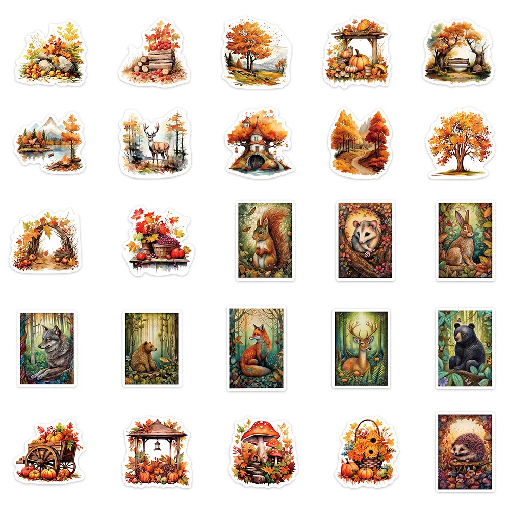 10/30/50PCS Forest Cute Squirrel Sticker Waterproof PVC Decorative Phone Cases Laptop Cup Stationery Box Scrapbook Luggage Decal