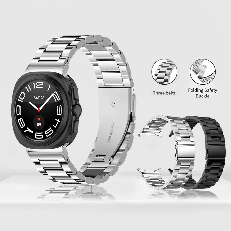 

For Samsung Galaxy Watch Ultra Band 47mm No Gap Stainless Steel Band Metal Strap for Galaxy Watch Ultra 47mm Men Women