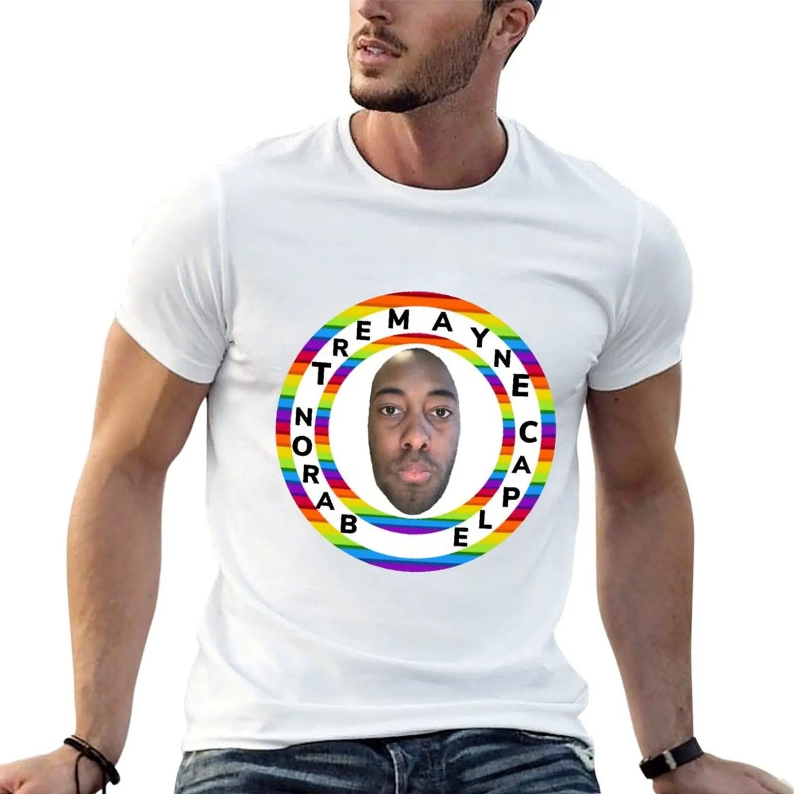 Baron Tremayne Caple: Camiseta Rainbow Circle, camisetas divertidas, camiseta de algodón, camiseta informal para hombre, camiseta para hombre