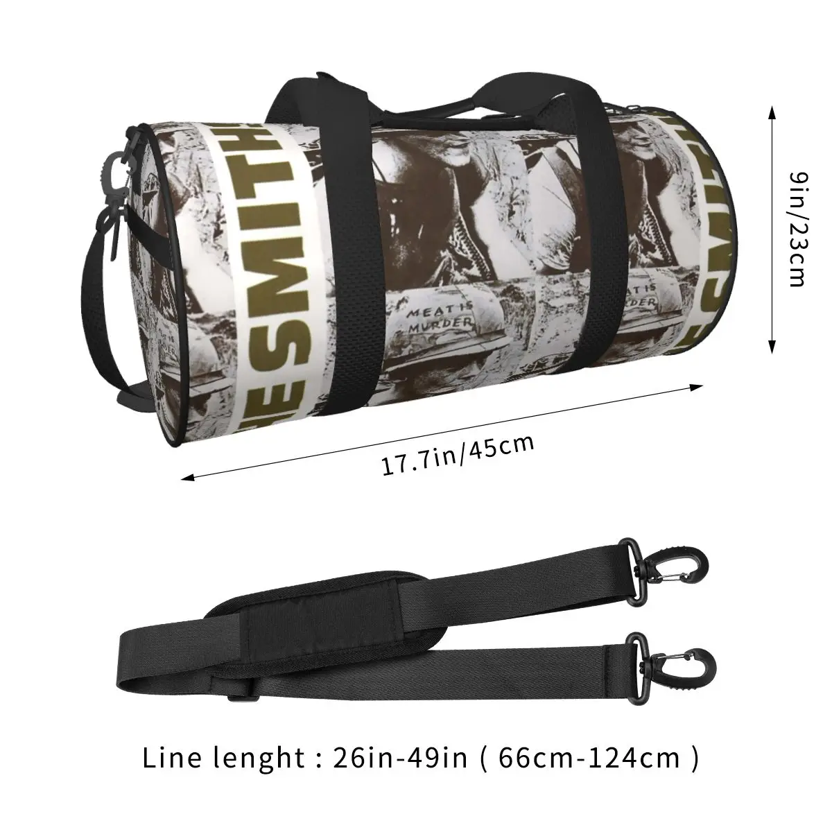 The Smiths Gym Bag Meat Is Murder Poster Bolsas esportivas de fim de semana Design de treinamento de viagem Bolsa gráfica Bolsa de fitness para homens e mulheres