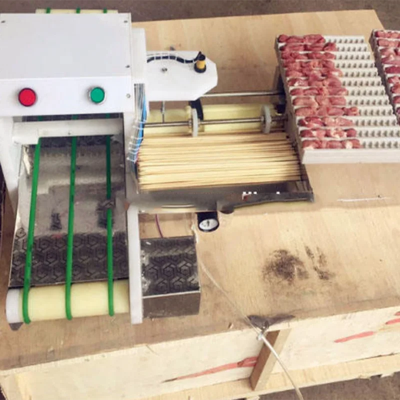 Wholesale Price Stainless Steel Manual Mutton Kebab Machine/hand Bamboo Meat Skewer Machine/beef Satay String Making Machine