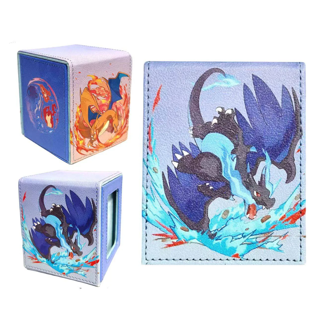 

Diy Self Made Ptcg Charizard Card Storage Box Ws Opcg Ptcg Charizard Open Window High-End Leather Card Storage Box Gift Toys