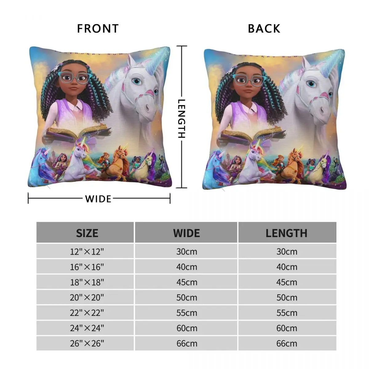 Unicorn Academy Square Pillowcase Pillow Cover Polyester Cushion Decor Comfort Throw Pillow for Home Bedroom