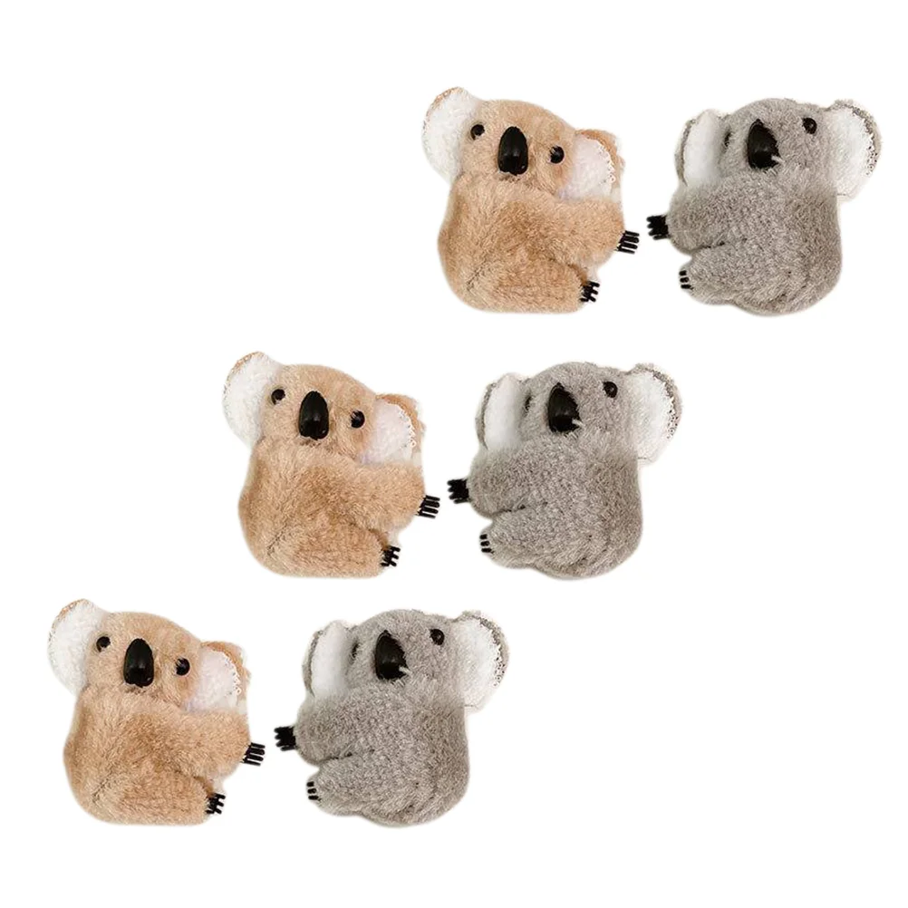 

6 Pcs Koala Side Clip Bangs Hair Lovely Hairpins Cartoon Panda Girl Clips Small Plush Decor Barrettes Miss Adorable Animals