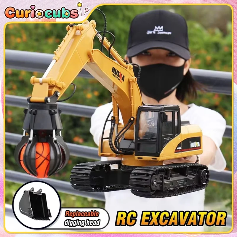 

HUINA 571 Радиоуправляемый грузовик 1:14 16-канальный экскаватор из сплава, деревянный шариковый захват, погрузчик, сверлильный автомобиль, инженерная машина, детская игрушка, подарок на день рождения