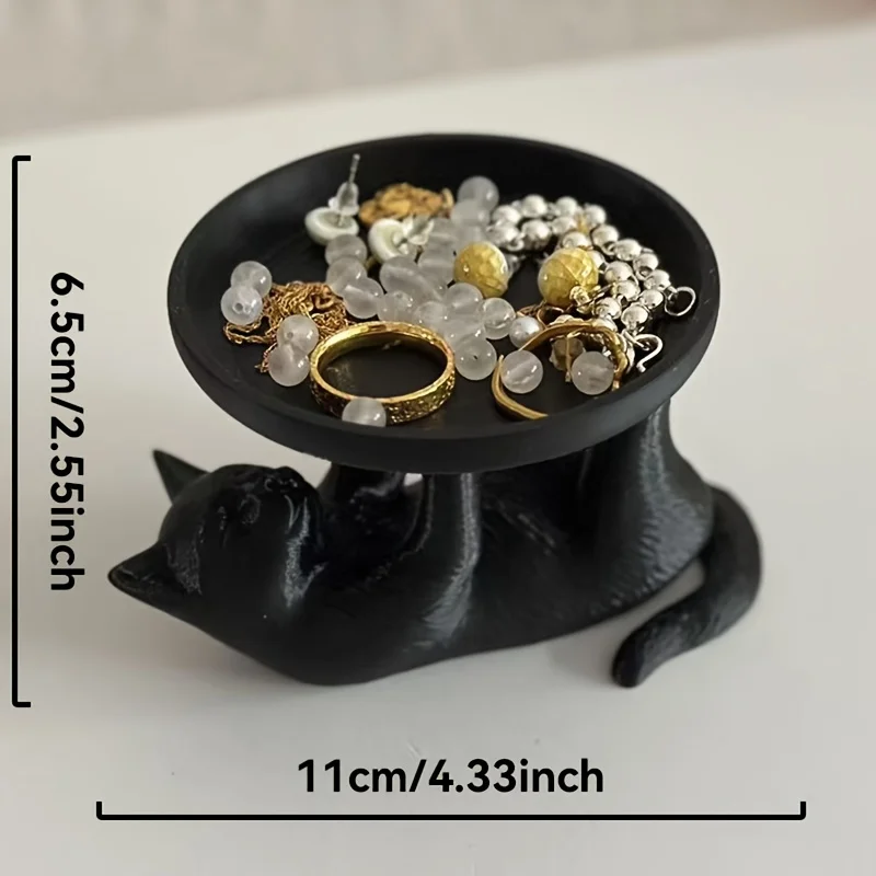 Cute Cat Jewelry Tray Playful Desktop Organizer Rings Watches Skincare Perfect Birthday Gift Home Decor Jewelry Boxes Jewlery